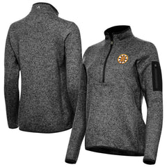 Boston Bruins Antigua Women's Fortune Half-Zip Pullover - Heather Black - NHL