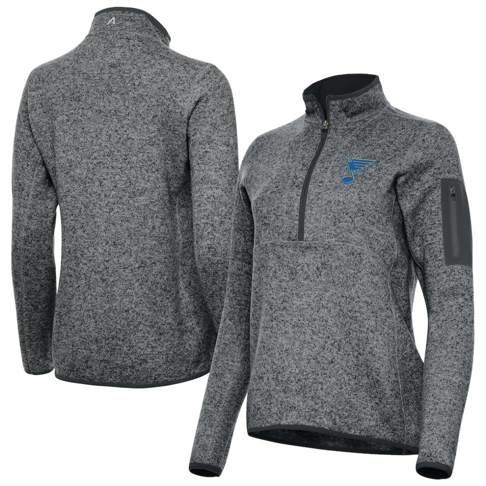 St. Louis Blues Antigua Women's Fortune Half-Zip Pullover - Heather Black - NHL