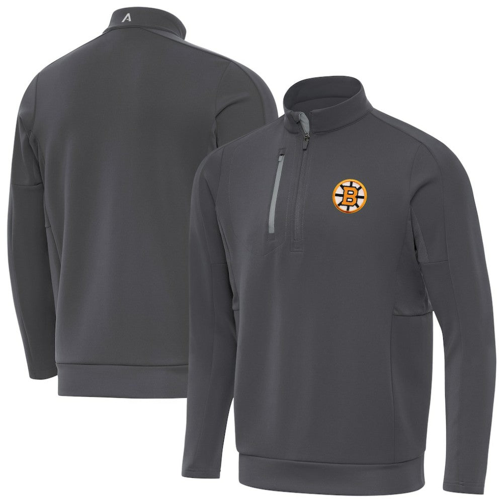 Boston Bruins Antigua Generation Quarter-Zip Pullover Top - Pewter - NHL