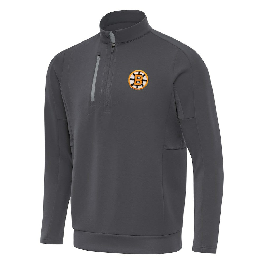 Boston Bruins Antigua Generation Quarter-Zip Pullover Top - Pewter - NHL