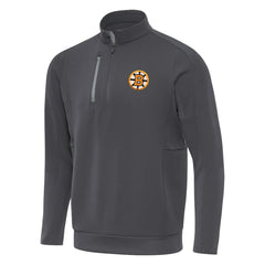 Boston Bruins Antigua Generation Quarter-Zip Pullover Top - Pewter - NHL