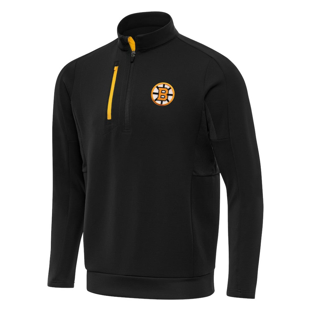Boston Bruins Antigua Generation Quarter-Zip Pullover Top - Black - NHL
