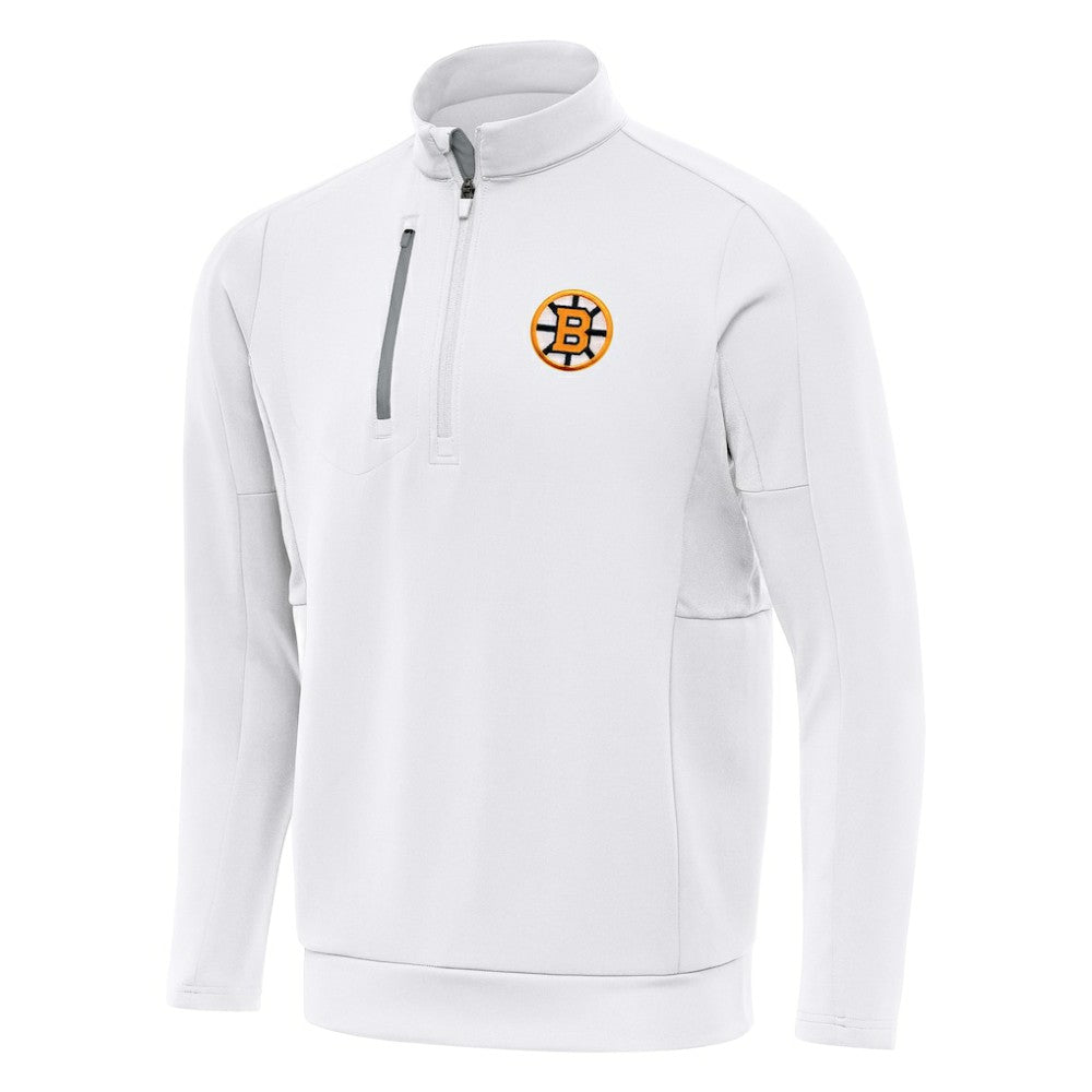 Boston Bruins Antigua Generation Quarter-Zip Pullover Top - White - NHL
