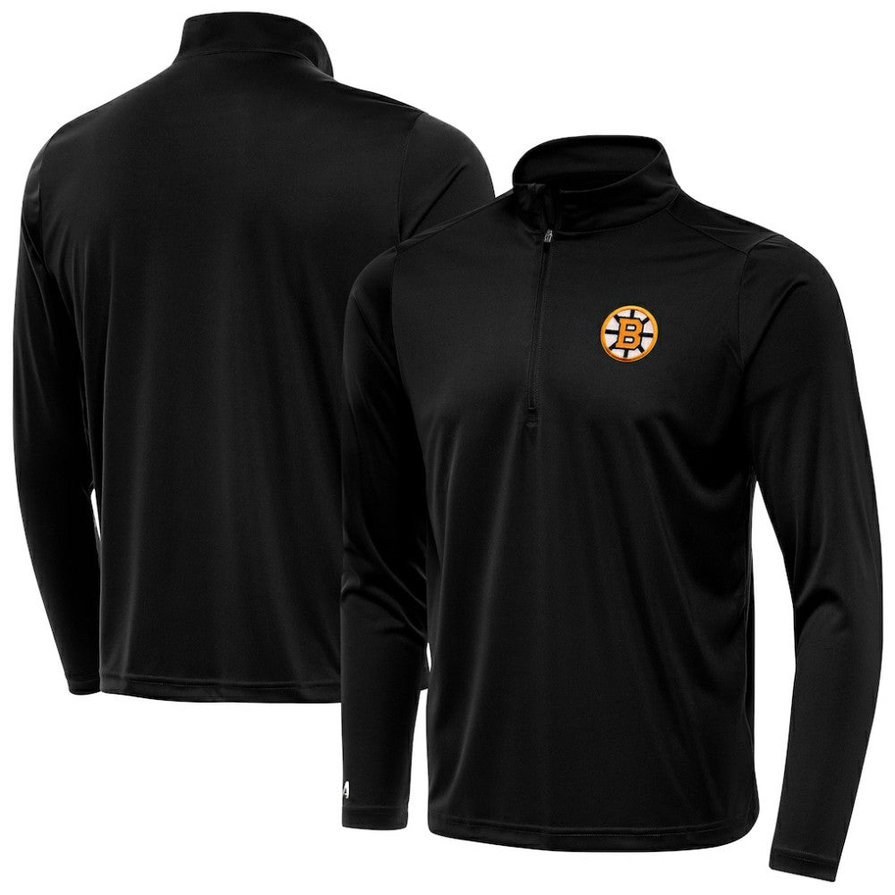 Boston Bruins Antigua Tribute Lightweight Quarter-Zip Pullover - Black - NHL