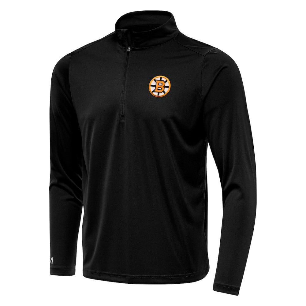 Boston Bruins Antigua Tribute Lightweight Quarter-Zip Pullover - Black - NHL