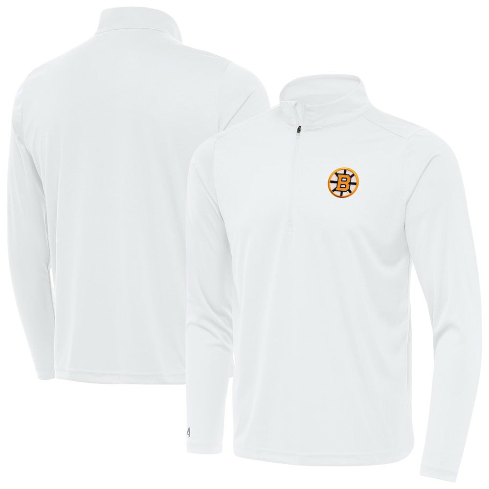 Boston Bruins Antigua Tribute Lightweight Quarter-Zip Pullover - White - NHL