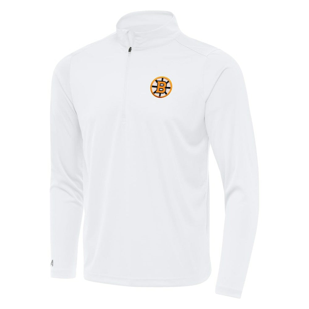 Boston Bruins Antigua Tribute Lightweight Quarter-Zip Pullover - White - NHL