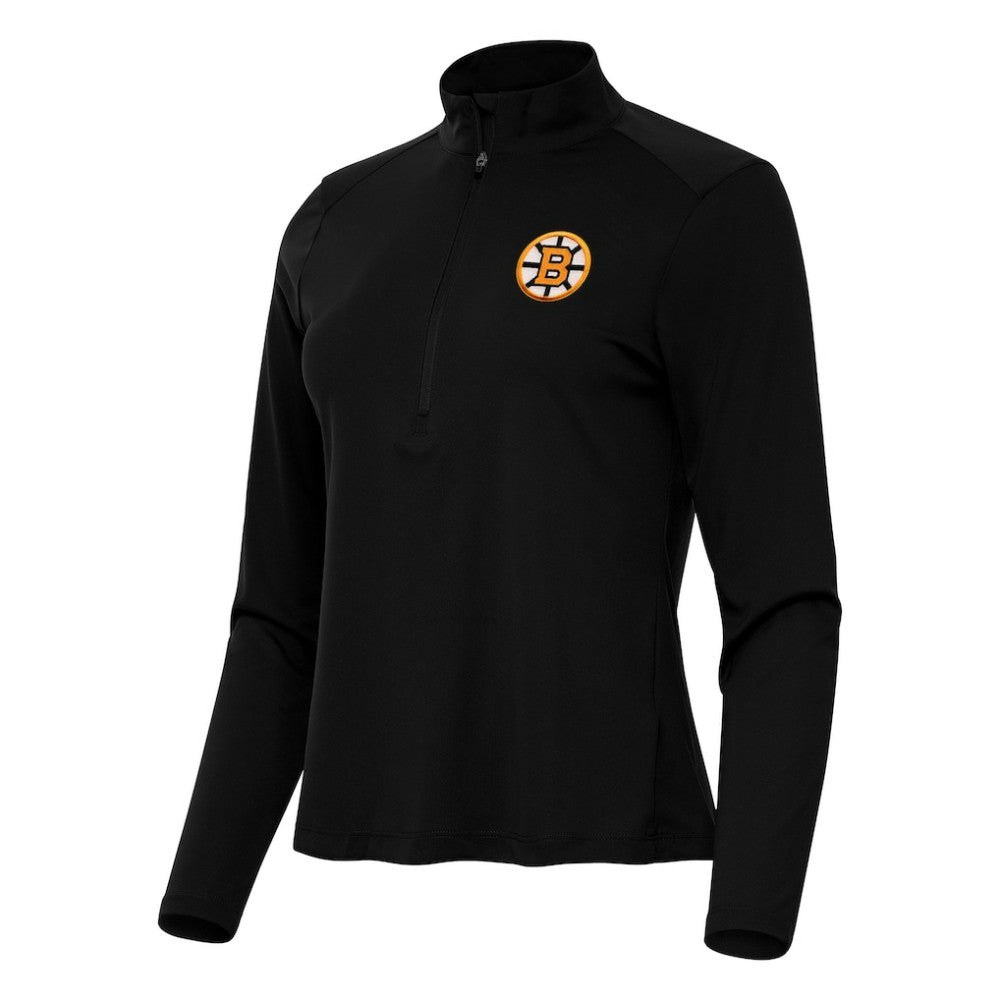 Boston Bruins Antigua Women's Tribute Half-Zip Pullover - Black - NHL