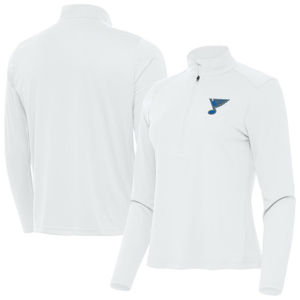 St. Louis Blues Antigua Women's Tribute Half-Zip Pullover - White - NHL