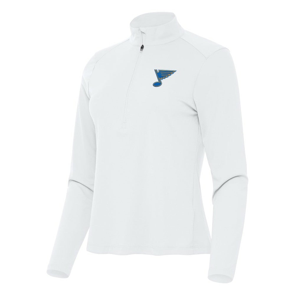 St. Louis Blues Antigua Women's Tribute Half-Zip Pullover - White - NHL