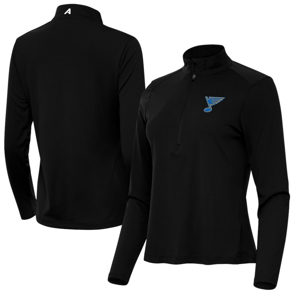 St. Louis Blues Antigua Women's Tribute Half-Zip Pullover - Black - NHL