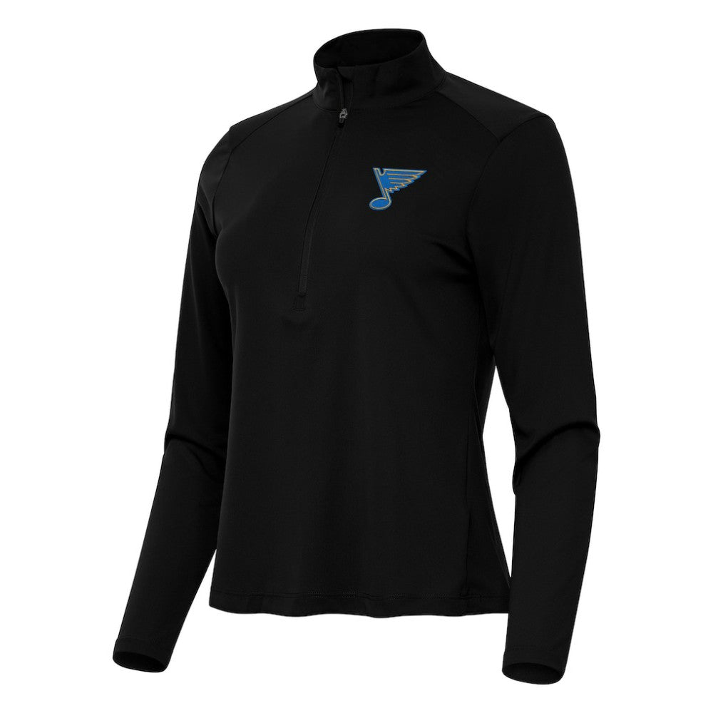 St. Louis Blues Antigua Women's Tribute Half-Zip Pullover - Black - NHL