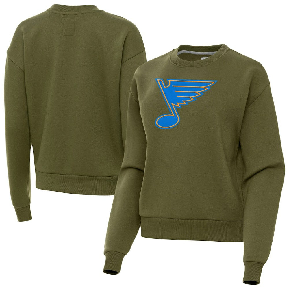 St. Louis Blues Antigua Women's Victory Pullover Sweatshirt - Olive - NHL