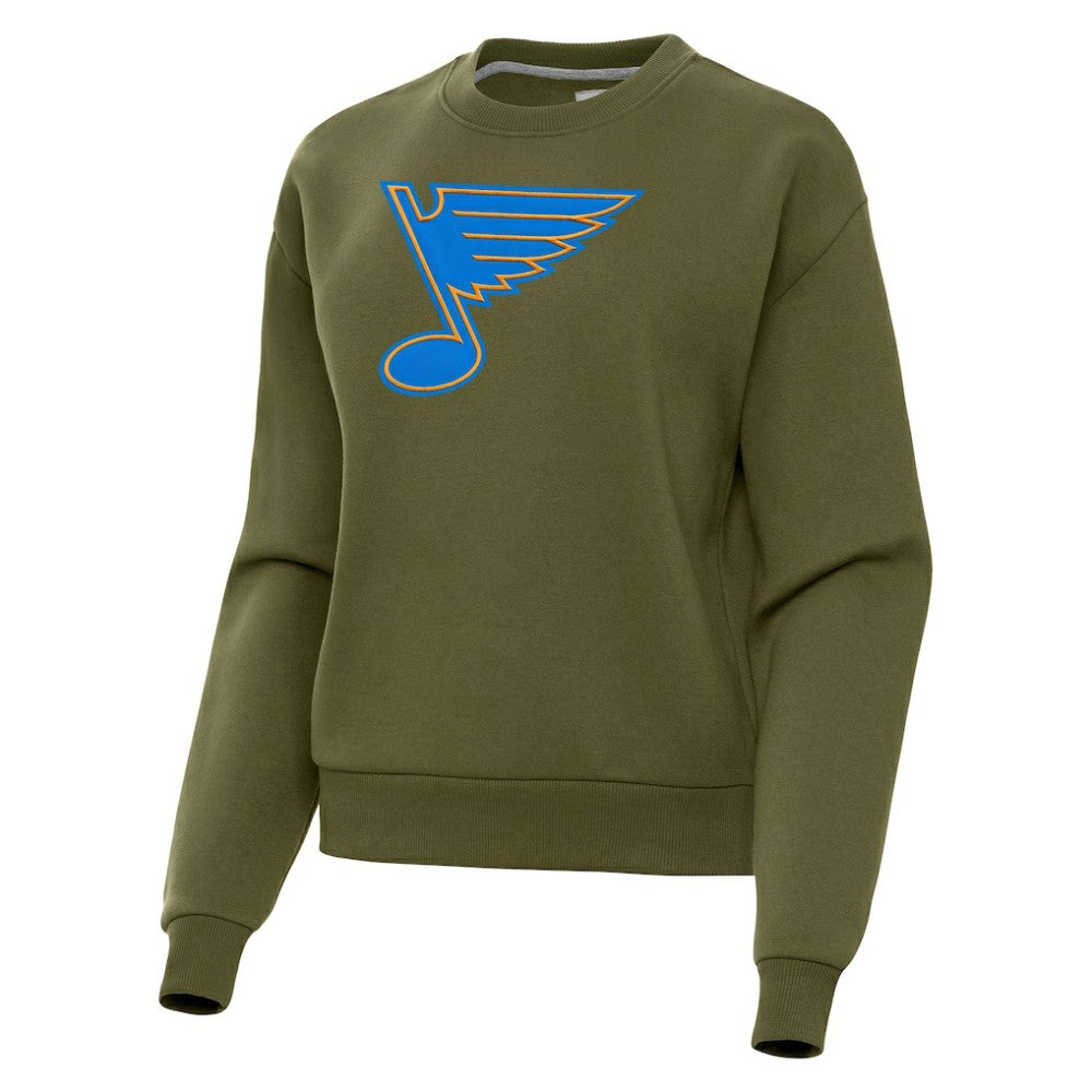 St. Louis Blues Antigua Women's Victory Pullover Sweatshirt - Olive - NHL