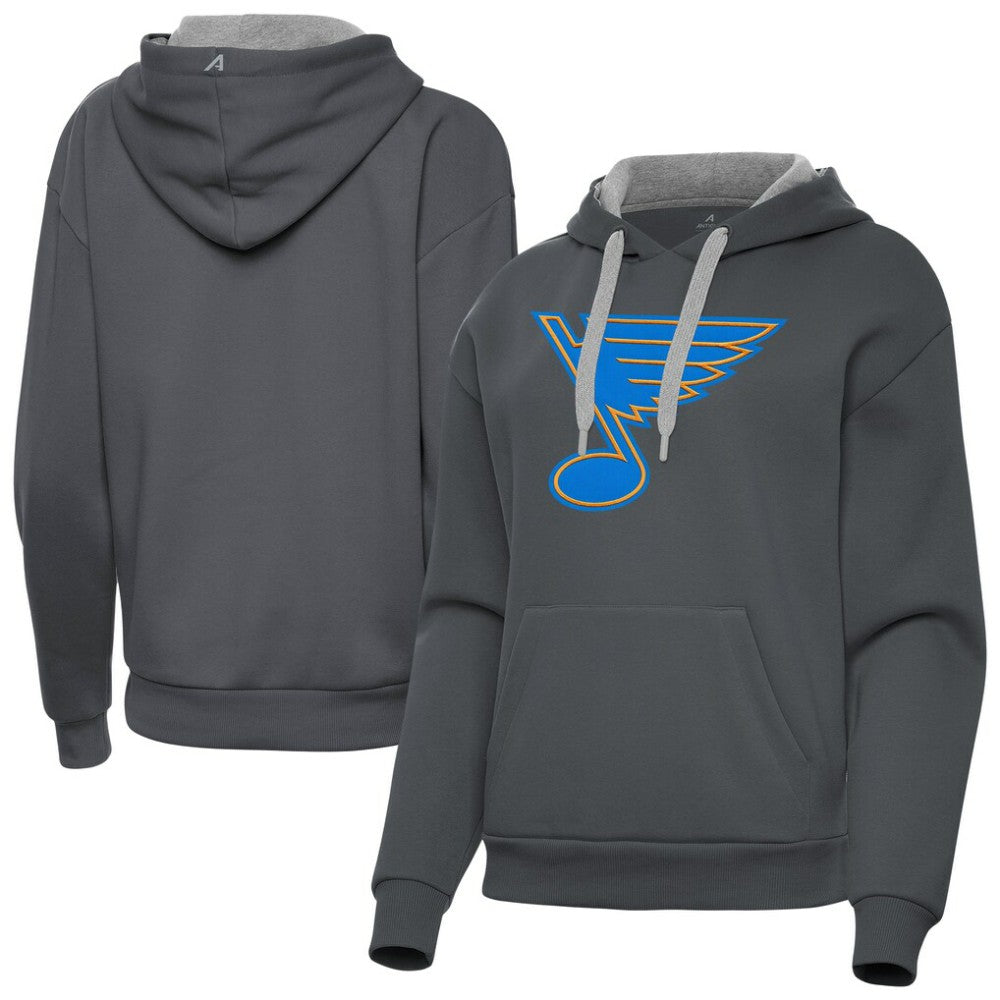 St. Louis Blues Antigua Women's Victory Pullover Hoodie - Charcoal - NHL