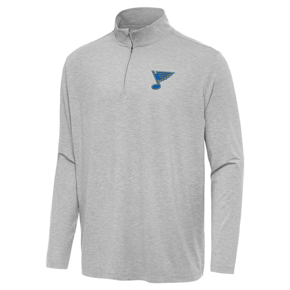 St. Louis Blues Antigua Hunk Lightweight Quarter-Zip Pullover - Heather Gray - NHL