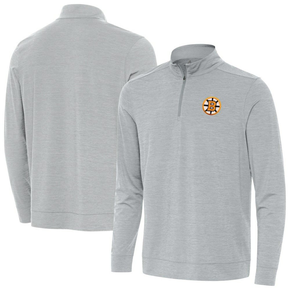 Boston Bruins Antigua Bright Quarter-Zip Pullover - Heather Gray - NHL