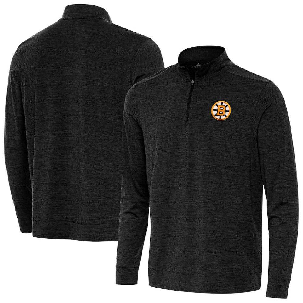 Boston Bruins Antigua Bright Quarter-Zip Pullover - Heather Black - NHL