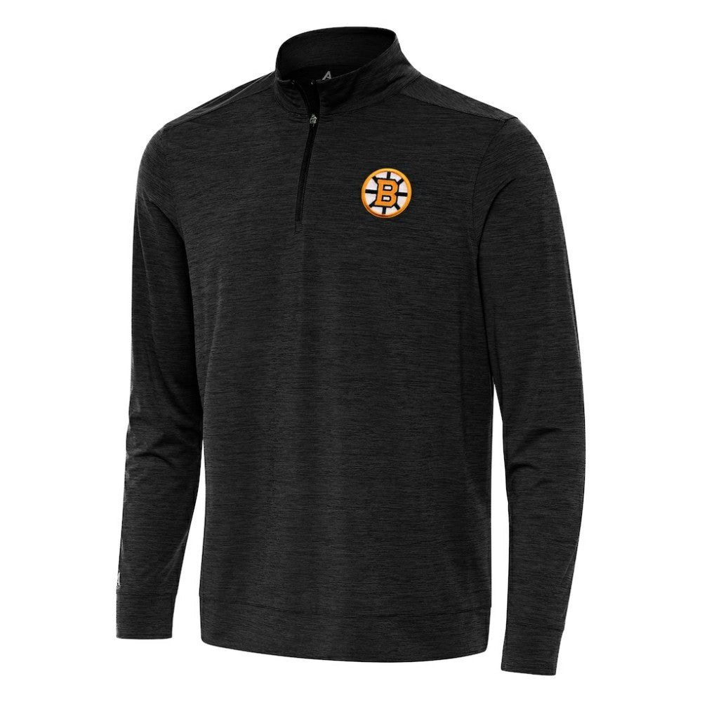 Boston Bruins Antigua Bright Quarter-Zip Pullover - Heather Black - NHL