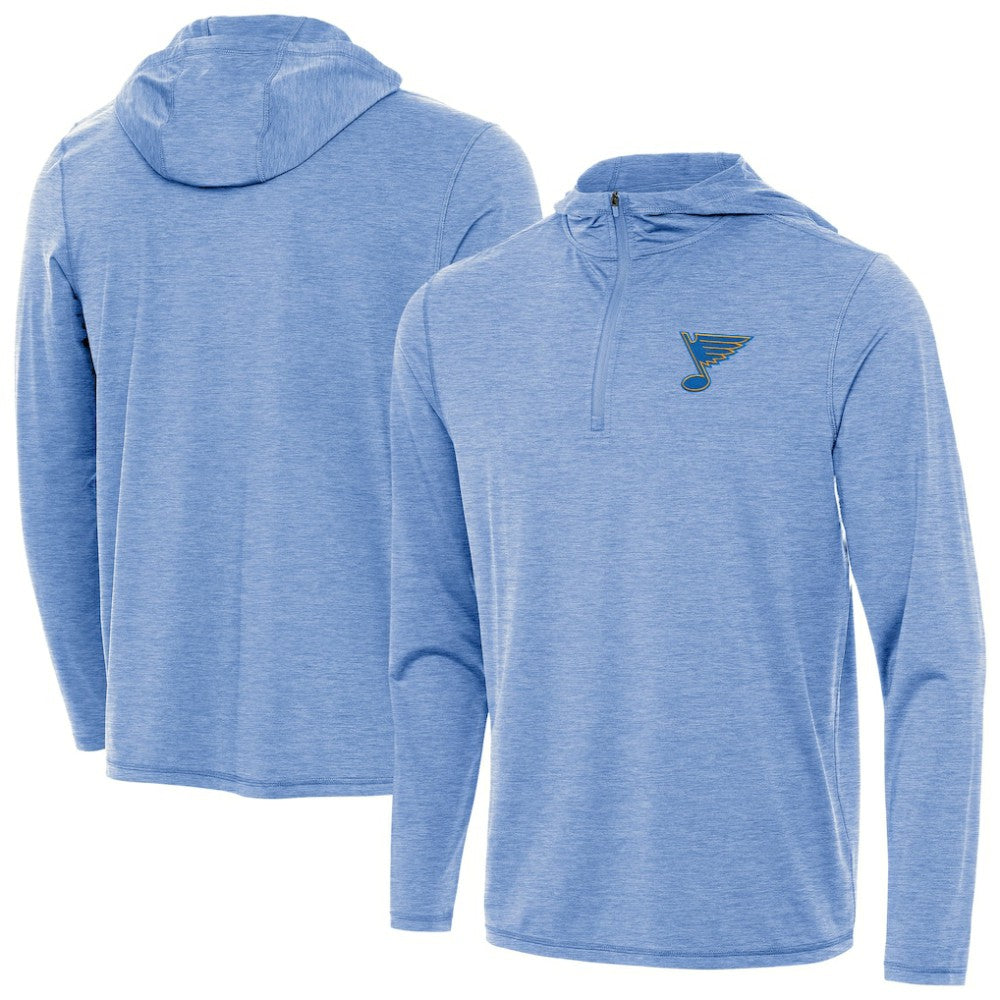 St. Louis Blues Antigua Tidy Quarter-Zip Hoodie - Heather Blue - NHL