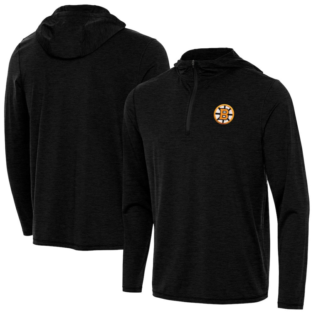 Boston Bruins Antigua Tidy Quarter-Zip Hoodie - Heather Black - NHL