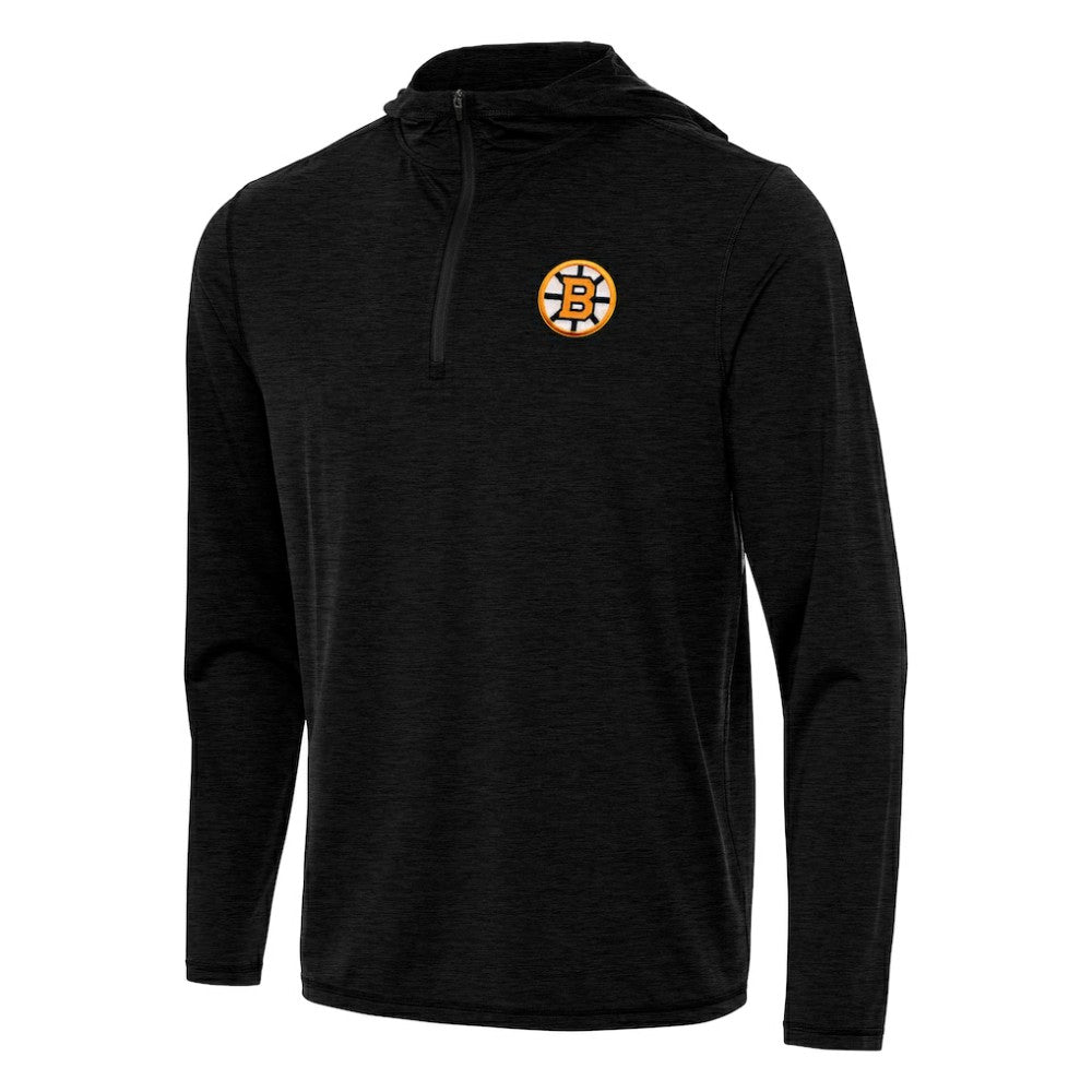 Boston Bruins Antigua Tidy Quarter-Zip Hoodie - Heather Black - NHL