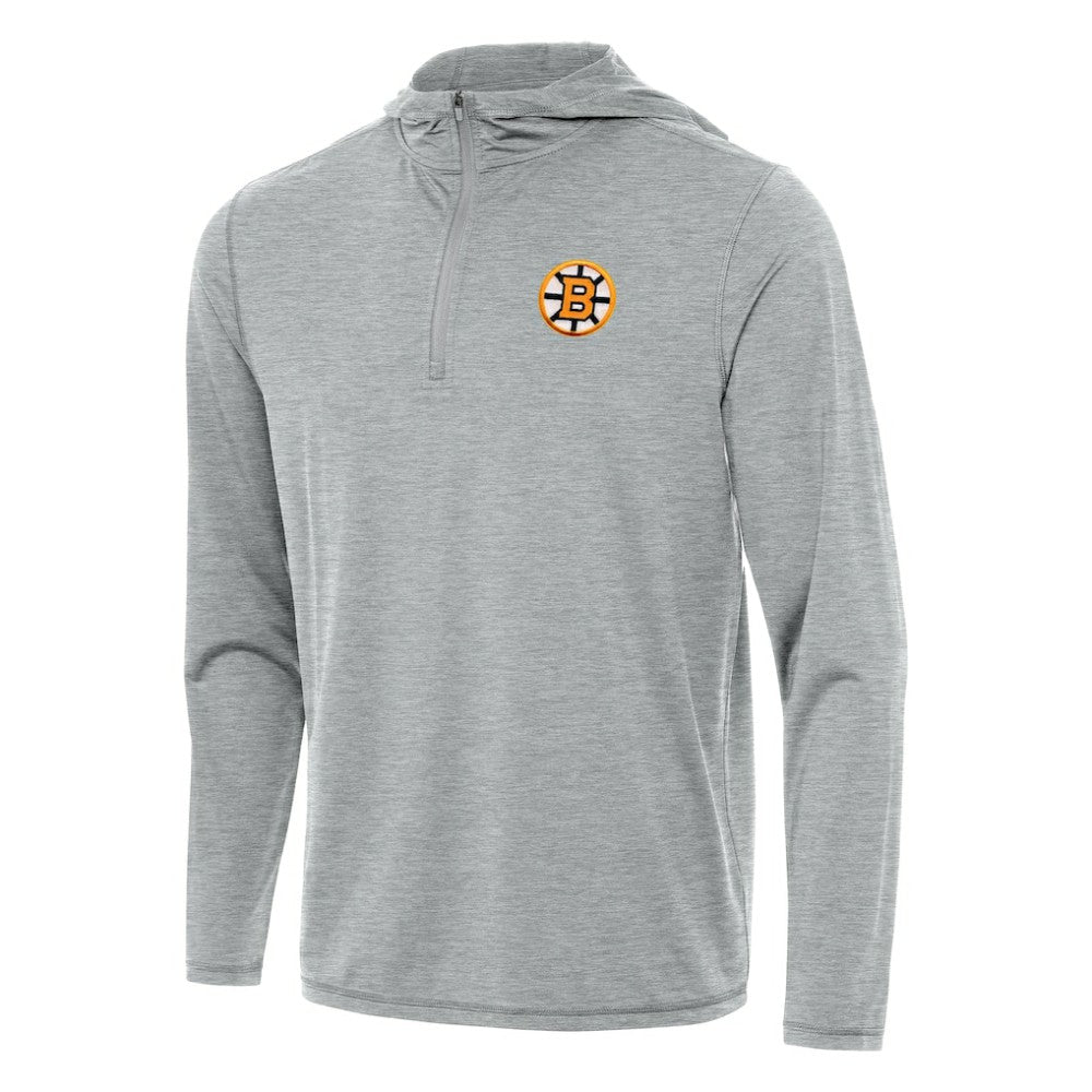 Boston Bruins Antigua Tidy Quarter-Zip Hoodie - Heather Gray - NHL