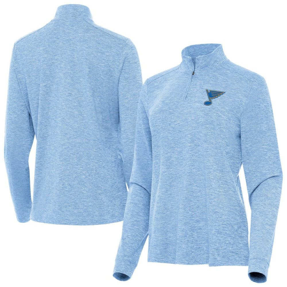 St. Louis Blues Antigua Mentor Long Sleeve Quarter-Zip Mock Polo - Heather Blue - NHL