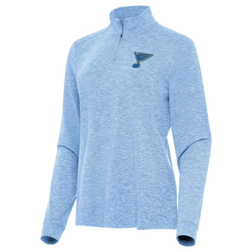 St. Louis Blues Antigua Mentor Long Sleeve Quarter-Zip Mock Polo - Heather Blue - NHL