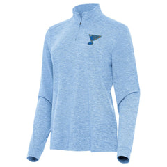 St. Louis Blues Antigua Mentor Long Sleeve Quarter-Zip Mock Polo - Heather Blue - NHL