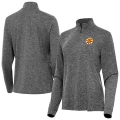 Boston Bruins Antigua Mentor Long Sleeve Quarter-Zip Mock Polo - Heather Black - NHL
