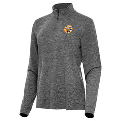 Boston Bruins Antigua Mentor Long Sleeve Quarter-Zip Mock Polo - Heather Black - NHL