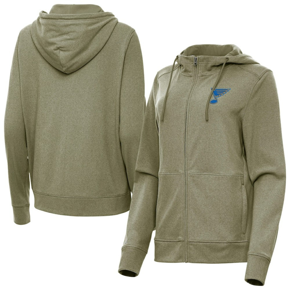 St. Louis Blues Antigua Women's Seeker Full-Zip Hoodie - Olive - NHL