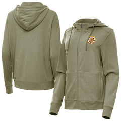 Boston Bruins Antigua Women's Seeker Full-Zip Hoodie - Olive - NHL