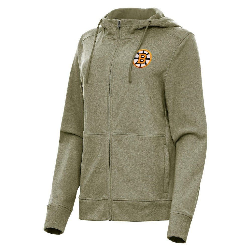 Boston Bruins Antigua Women's Seeker Full-Zip Hoodie - Olive - NHL