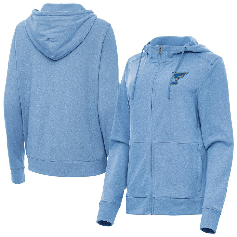 St. Louis Blues Antigua Women's Seeker Full-Zip Hoodie - Heather Blue - NHL