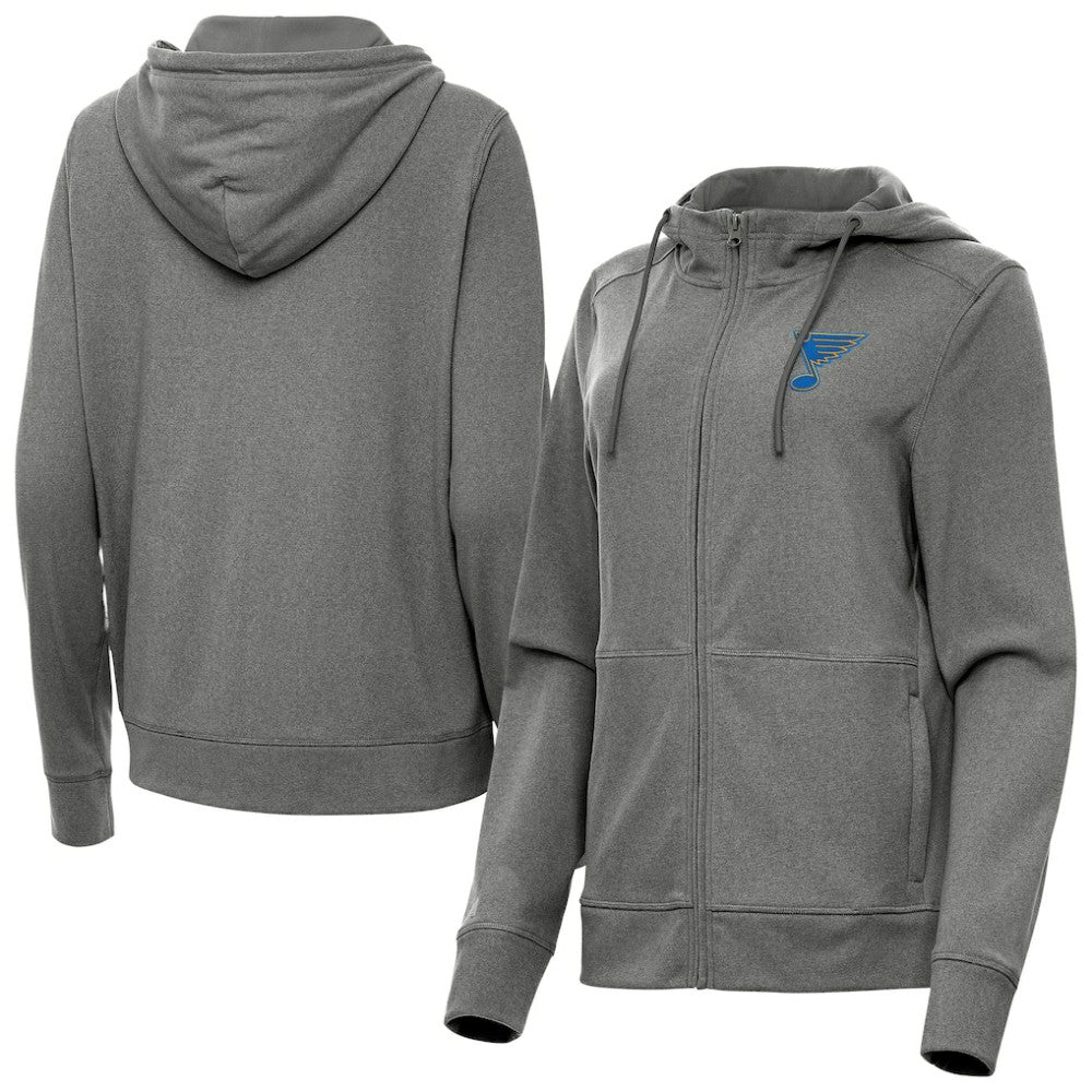 St. Louis Blues Antigua Women's Seeker Full-Zip Hoodie - Heather Black - NHL