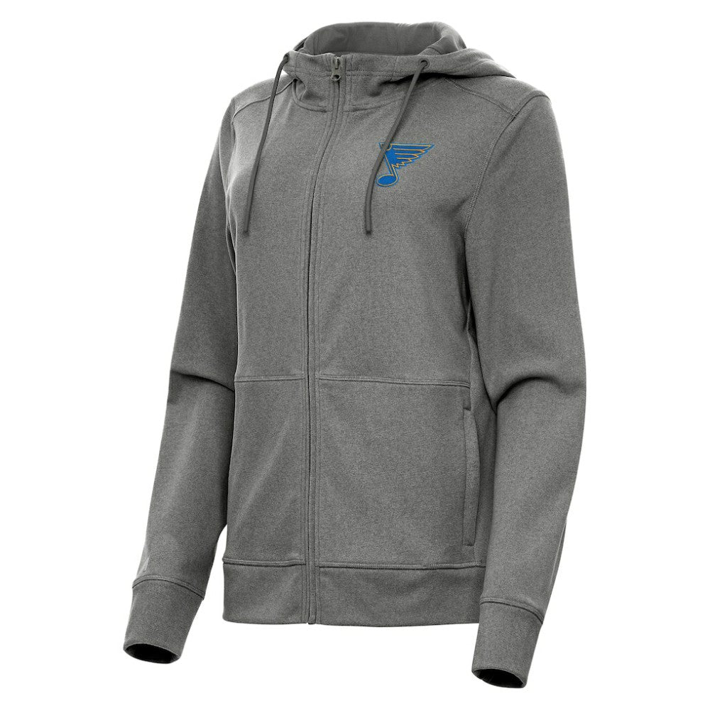 St. Louis Blues Antigua Women's Seeker Full-Zip Hoodie - Heather Black - NHL
