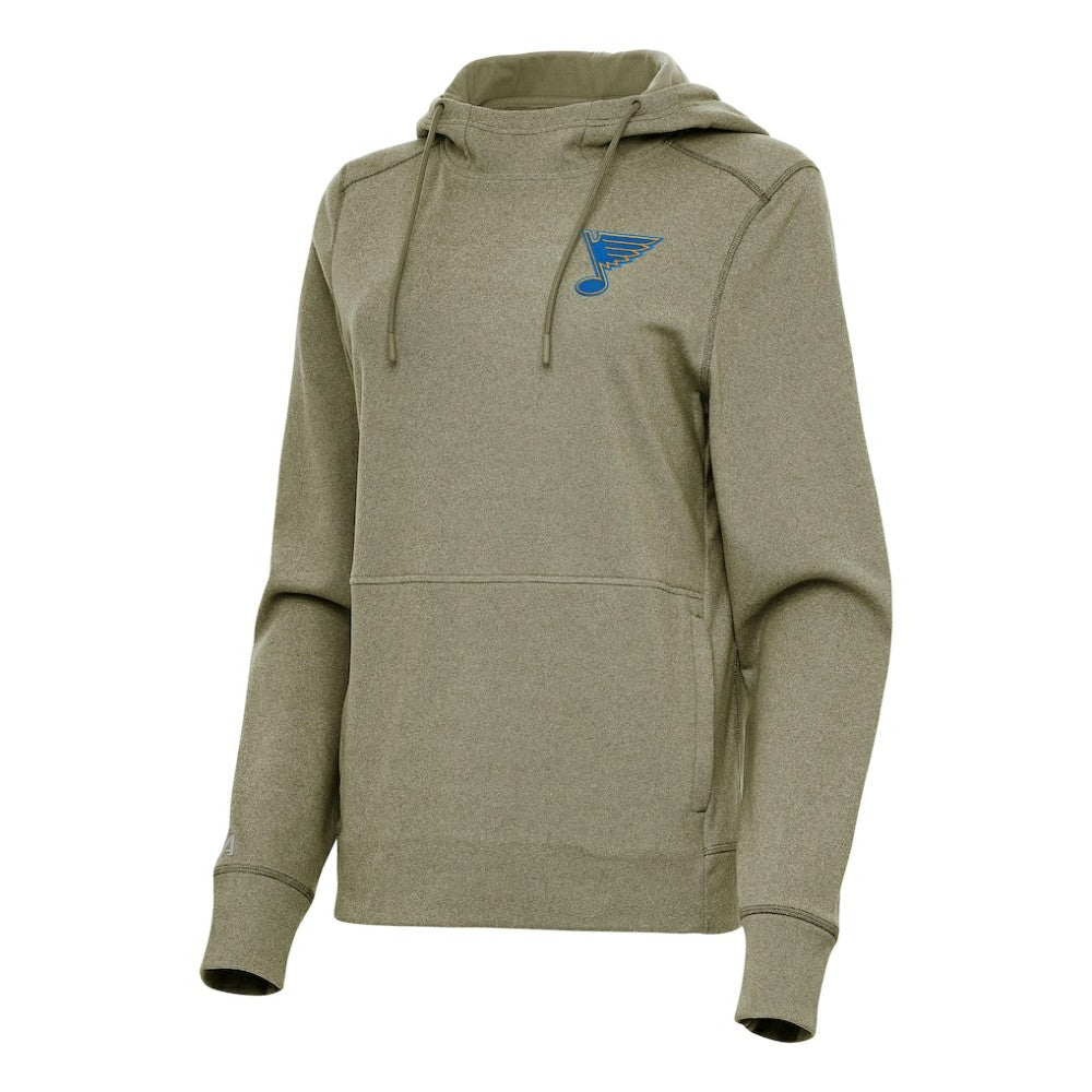 St. Louis Blues Antigua Women's Justice Pullover Hoodie - Olive - NHL