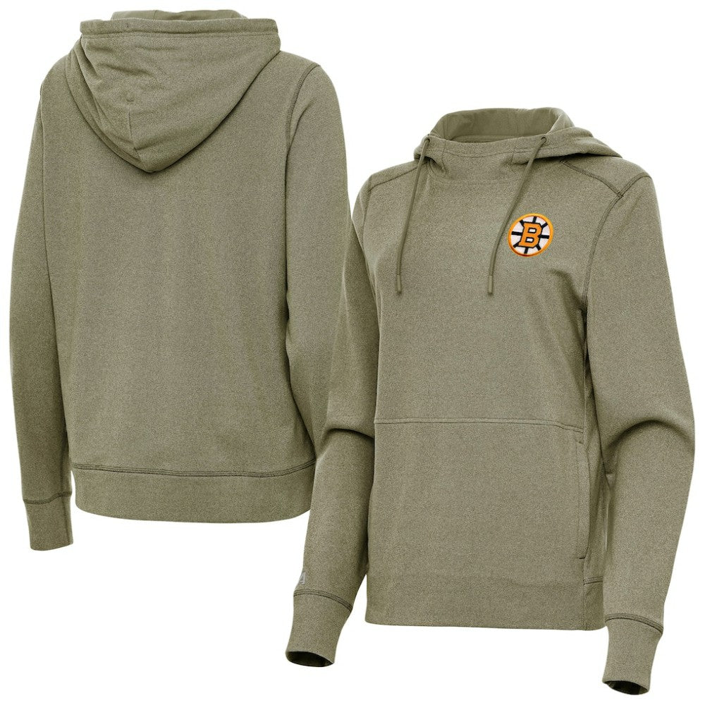 Boston Bruins Antigua Women's Justice Pullover Hoodie - Olive - NHL