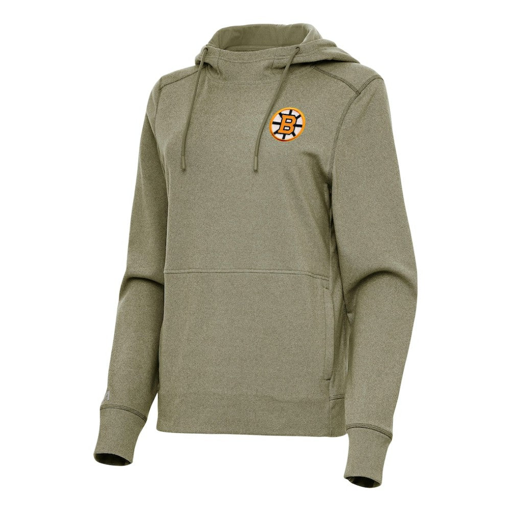 Boston Bruins Antigua Women's Justice Pullover Hoodie - Olive - NHL