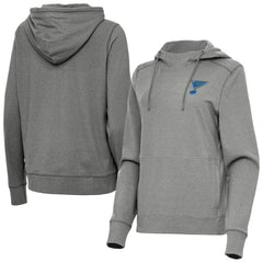 St. Louis Blues Antigua Women's Justice Pullover Hoodie - Heather Black - NHL