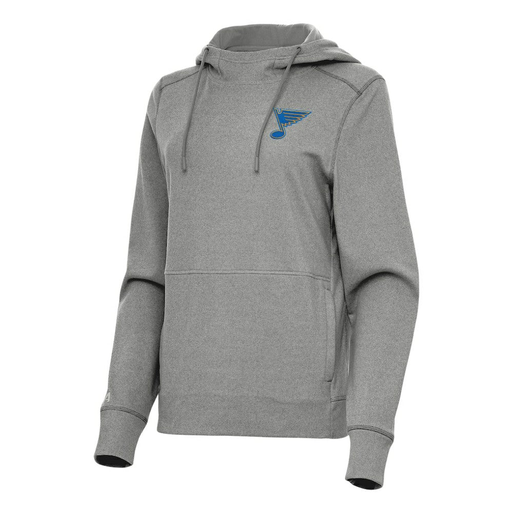 St. Louis Blues Antigua Women's Justice Pullover Hoodie - Heather Black - NHL