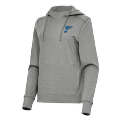 St. Louis Blues Antigua Women's Justice Pullover Hoodie - Heather Black - NHL