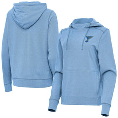 St. Louis Blues Antigua Women's Justice Pullover Hoodie - Heather Blue - NHL
