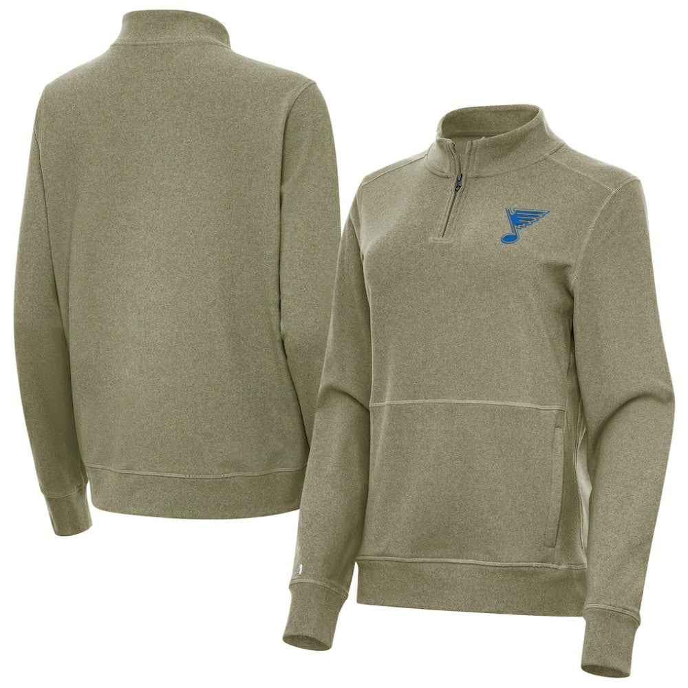 St. Louis Blues Antigua Women's Crush Quarter-Zip Pullover - Olive - NHL