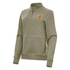 Boston Bruins Antigua Women's Crush Quarter-Zip Pullover - Olive - NHL