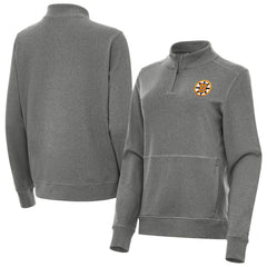 Boston Bruins Antigua Women's Crush Quarter-Zip Pullover - Heather Black - NHL