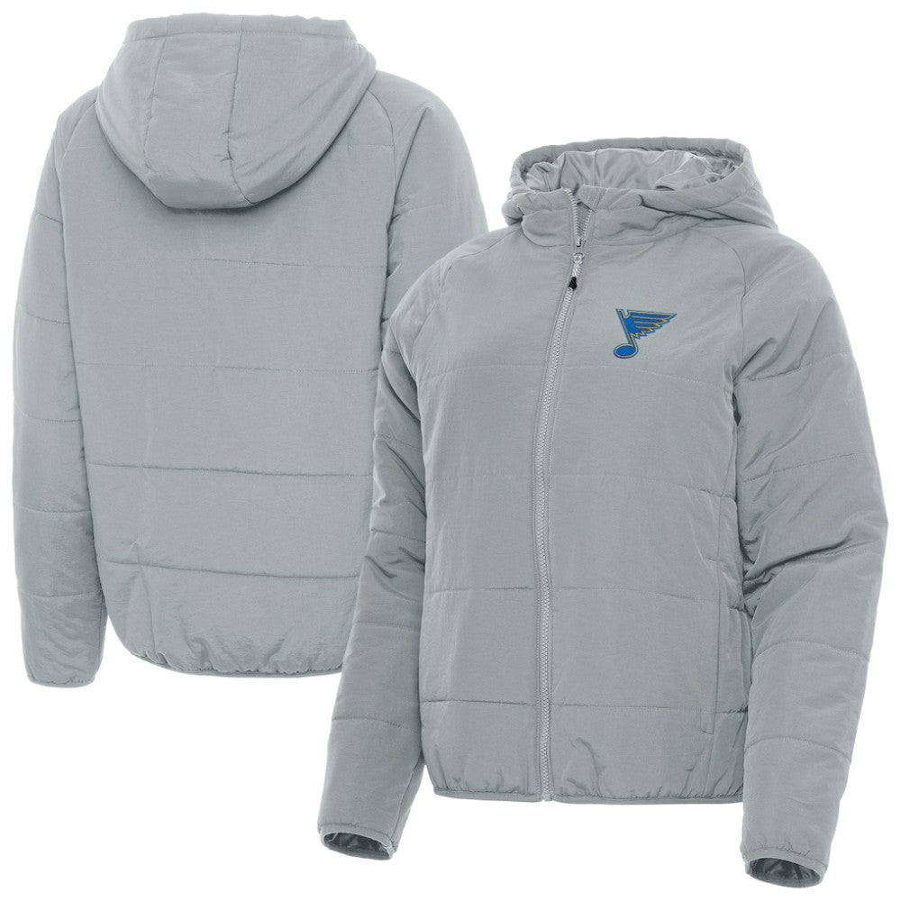 St. Louis Blues Antigua Women's Raglan Universe Full-Zip Hooded Jacket - Gray - NHL