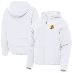 Boston Bruins Antigua Women's Raglan Universe Full-Zip Hooded Jacket - White - NHL